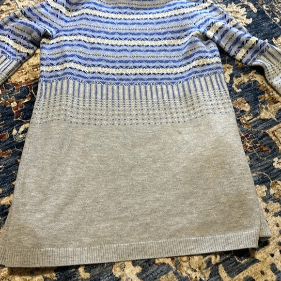 NWT TALBOTS WOMEN CARDIGAN SWEATER TOP BLUE SILVER WHITE SMALL LONG SLEEVE - Picture 8 of 8